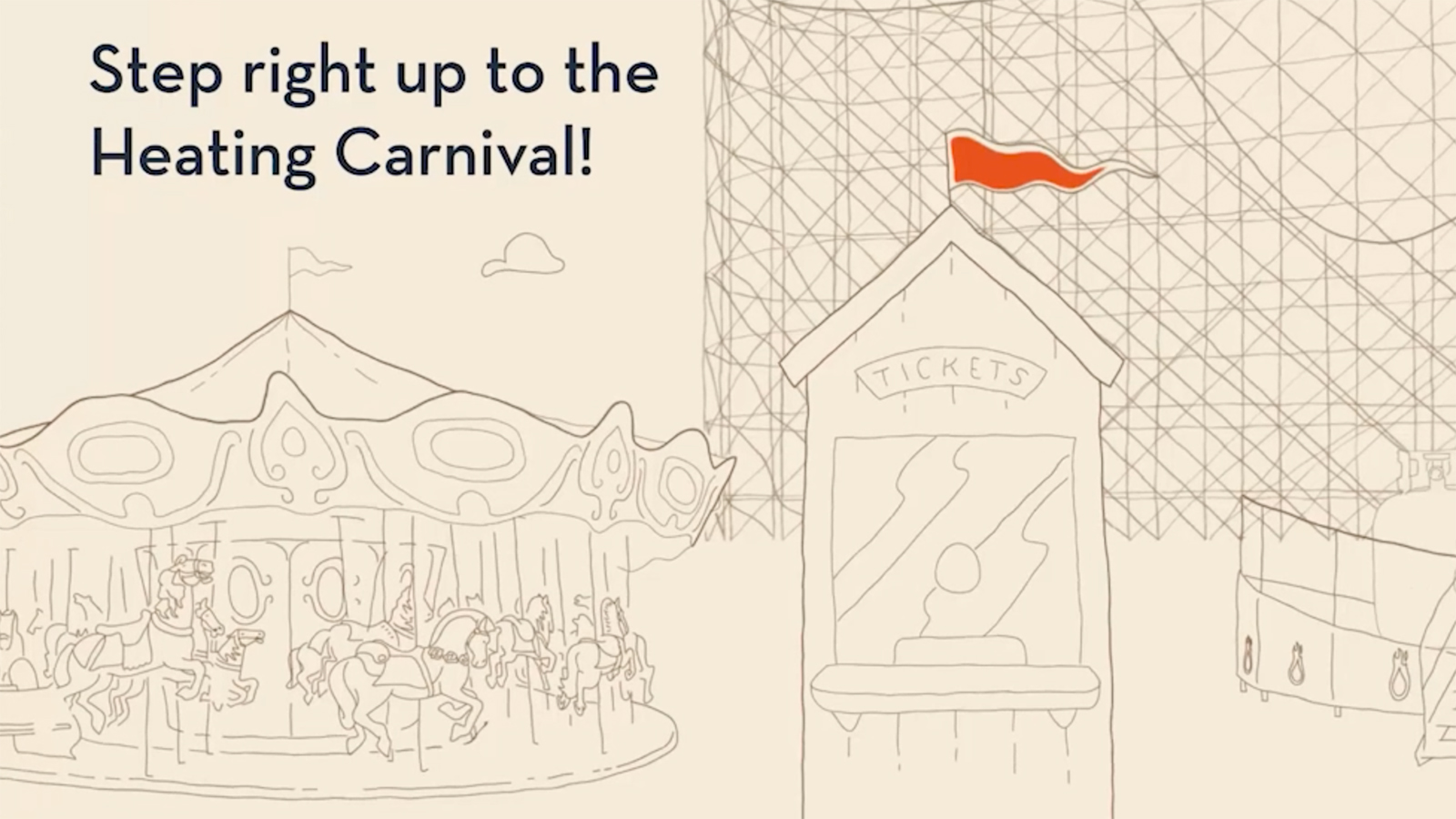 drawing of Step Right Up to the Heating carnival